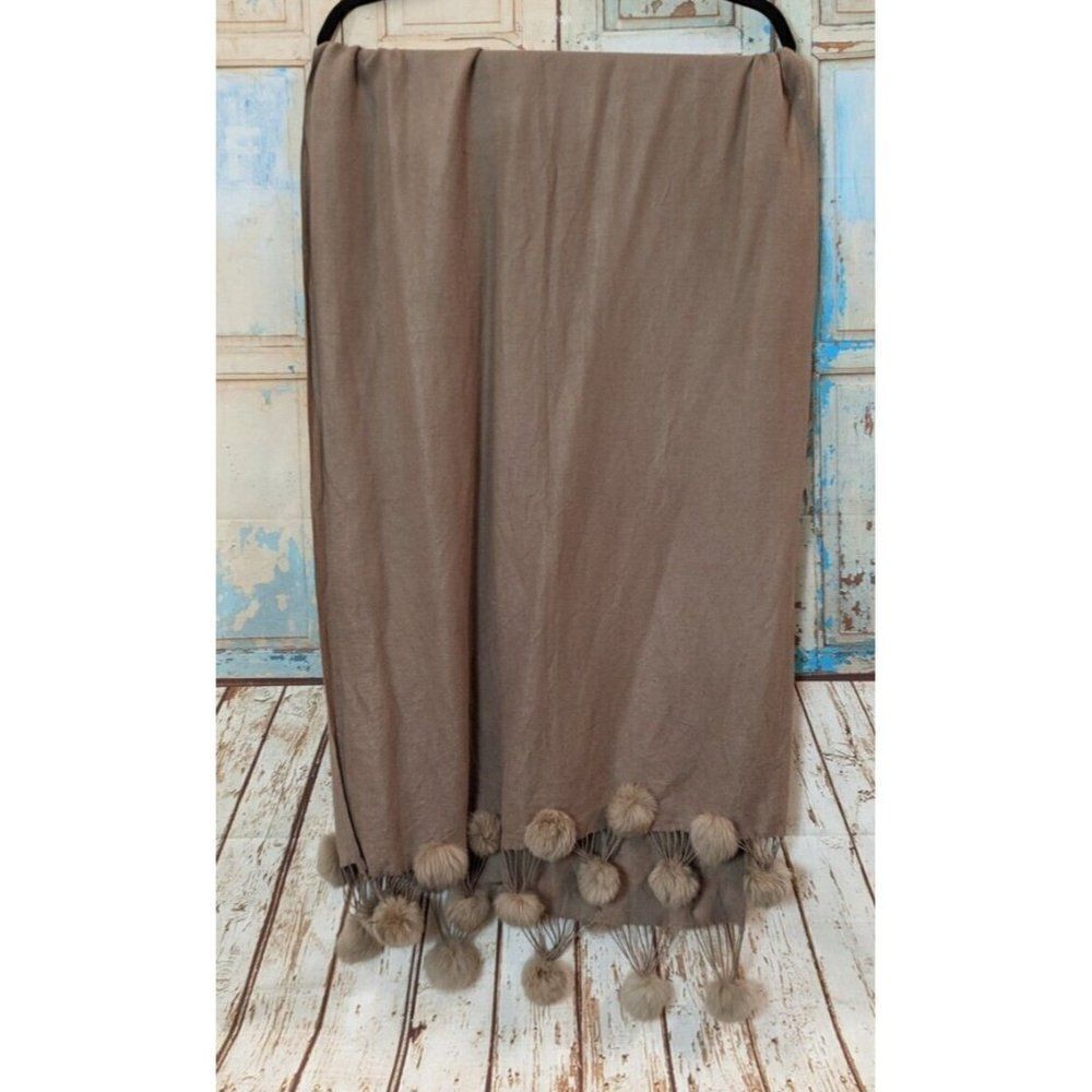 Womens Brown Casual Cashmere Silk Solid Multifunctional Wrap Shawl Scarf
